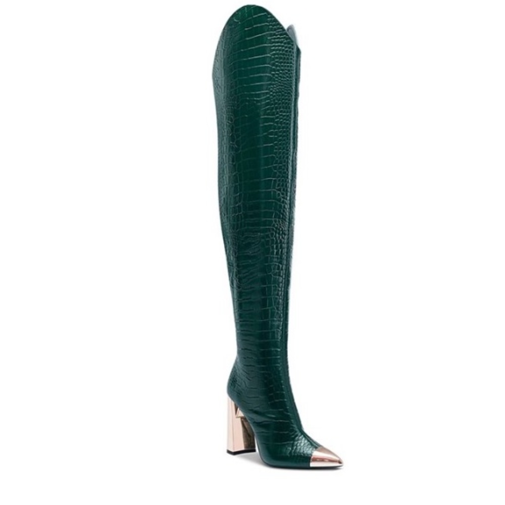 Emerald green thigh boots
